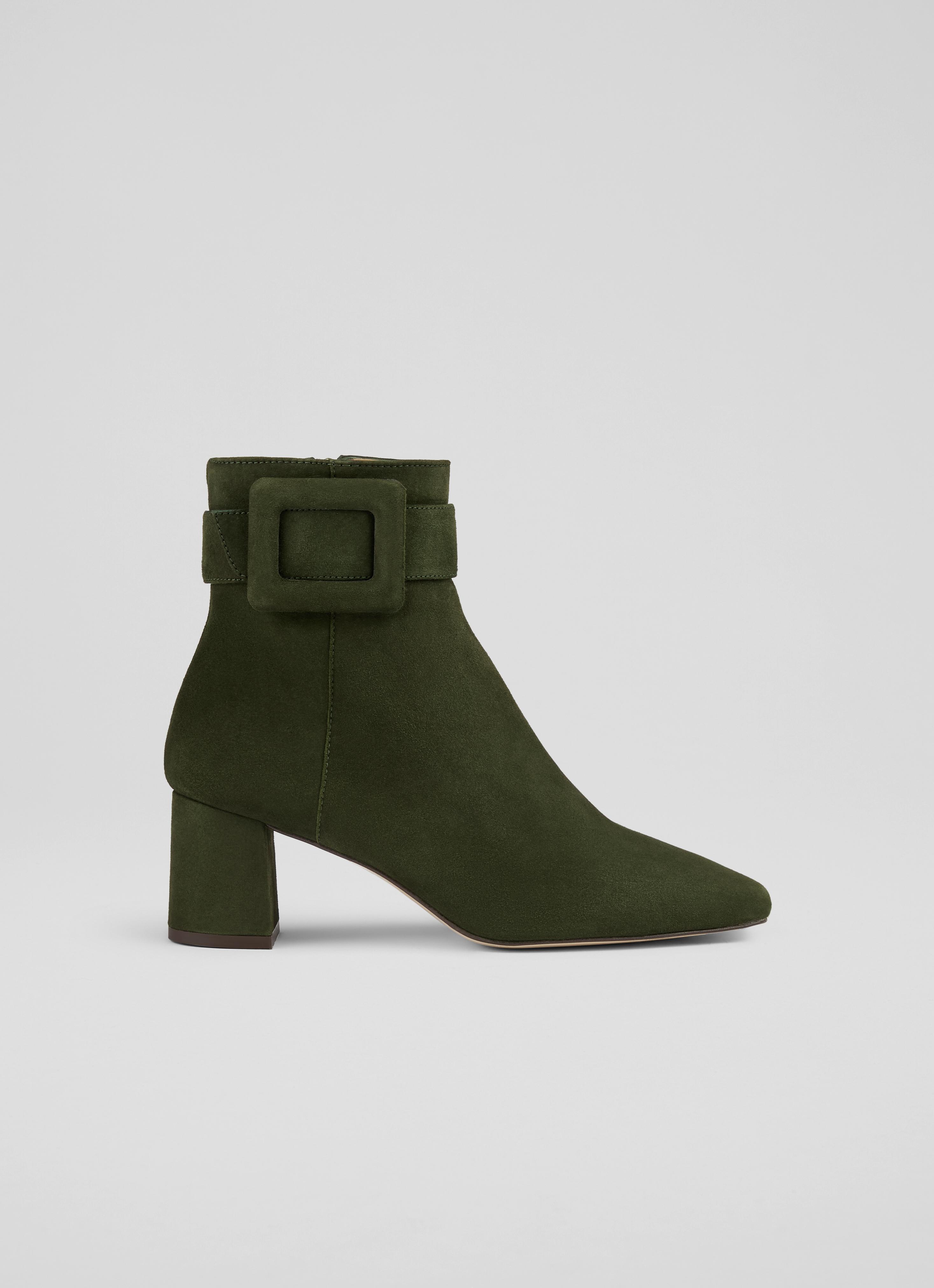 Wilde Khaki Covered Buckle Ankle Boot Boots Shoes Collections L.K.Bennett London